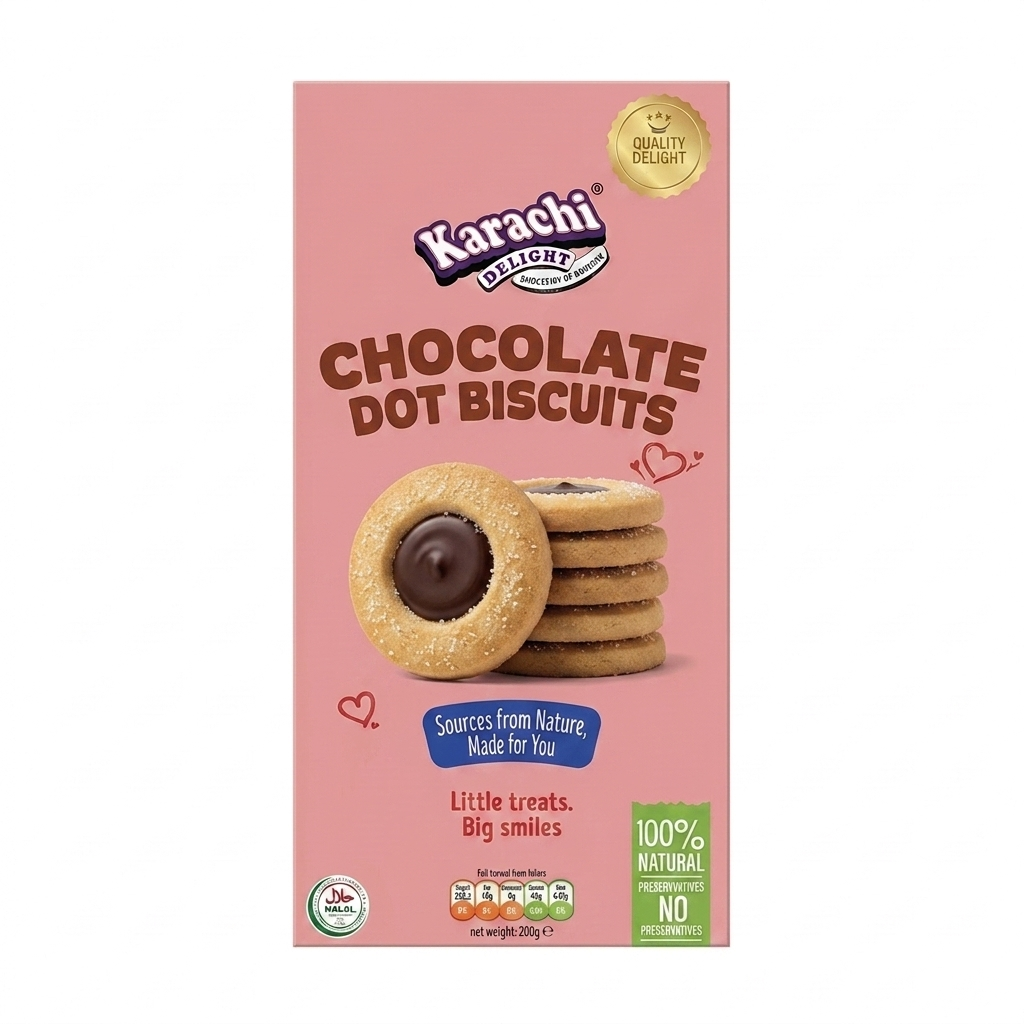Karachi Delight Chocolate Dot Biscuits 200G 20 Units per case