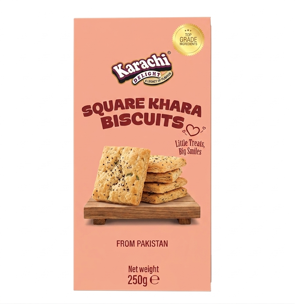 Karachi Delight Square Khara Biscuits 250G 20 Units per case